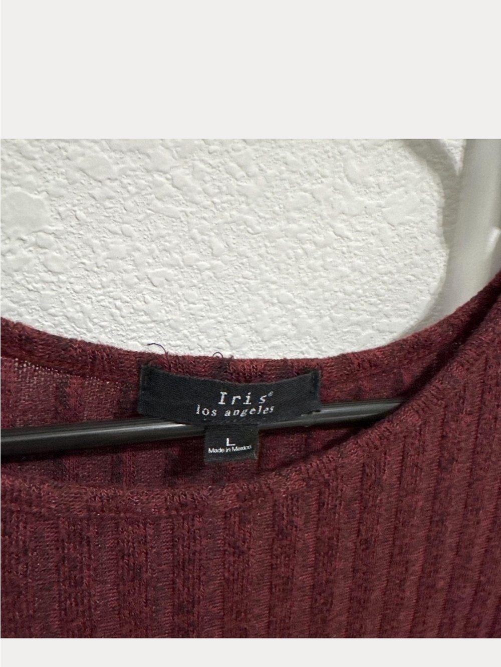 iris Ribbed Long-Sleeve Top - Wine - Picture 3 of 3